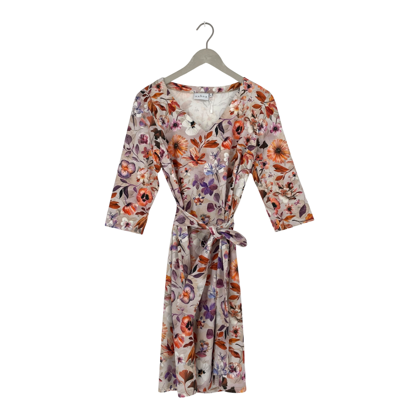 Nakoa belted dress, peach flower | woman M