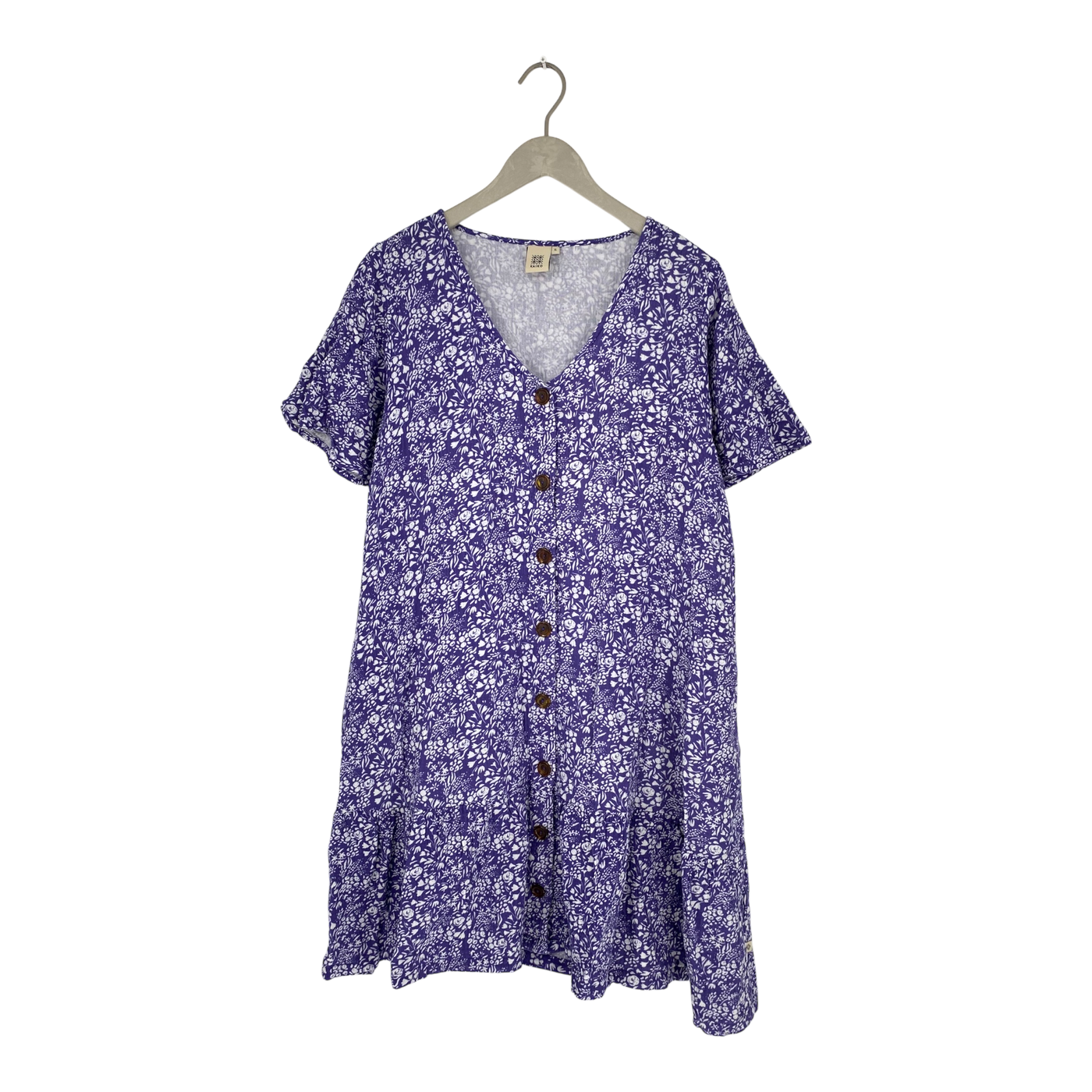 Kaiko muslin frill button dress, royal blue | woman XL