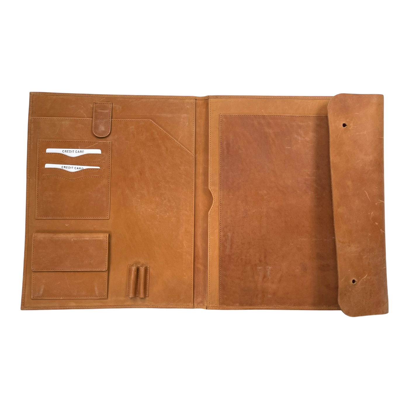 Holzrichter leather laptop sleeve, caramel
