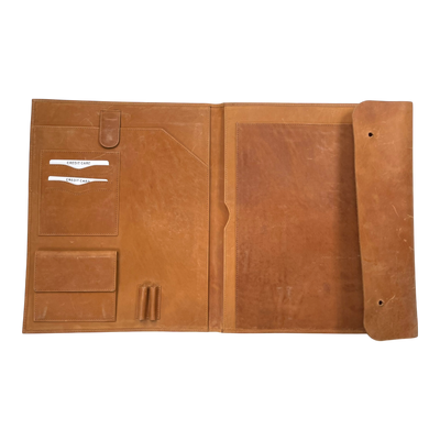 Holzrichter leather laptop sleeve, caramel