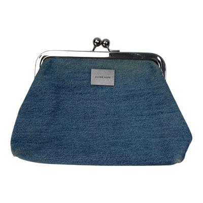 Globe Hope clasp clutch bag, denim