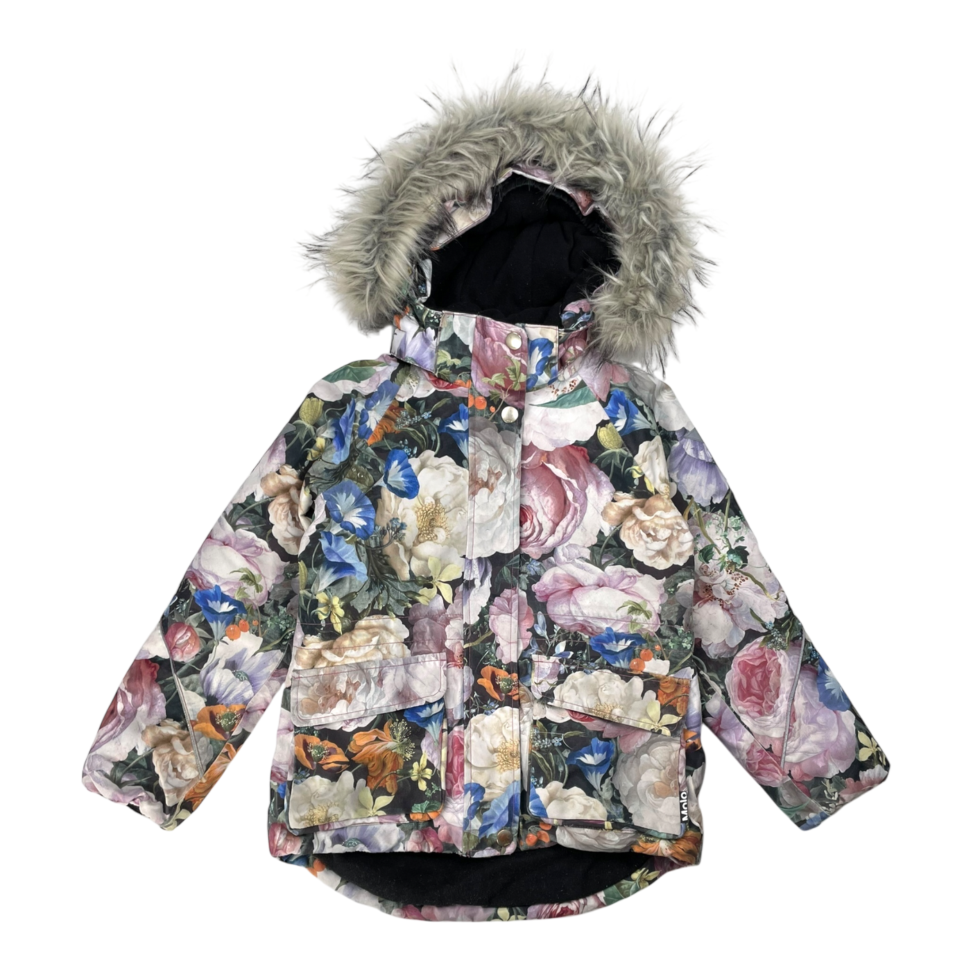 Molo cathy fur winter jacket, flowers | 128cm