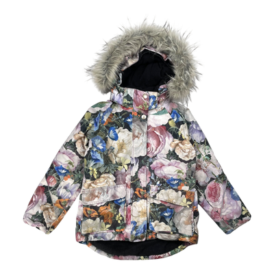 Molo cathy fur winter jacket, flowers | 128cm