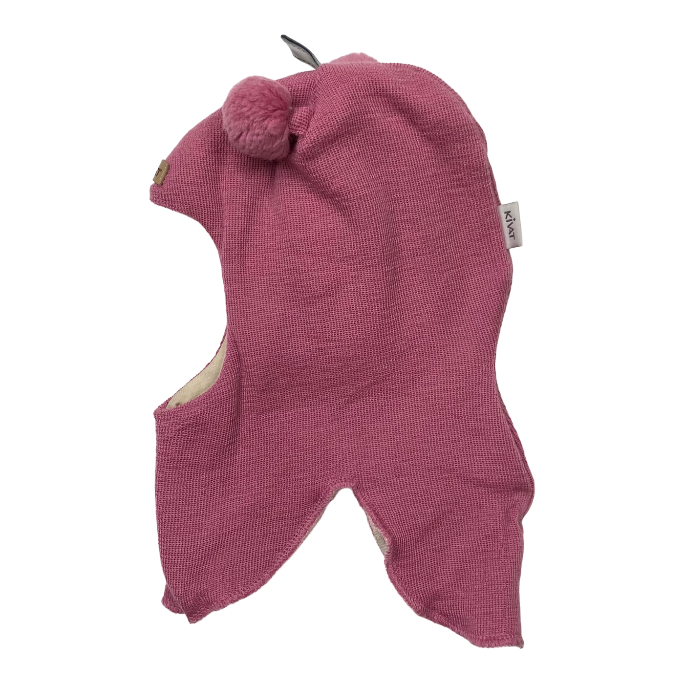 Kivat wool pom balaclava, pink | 1y