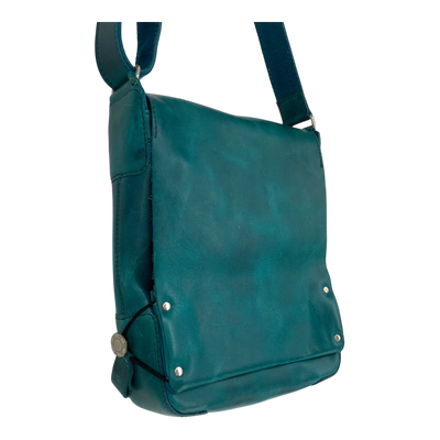 Harold's Bags leather messenger bag upend small, turquoise