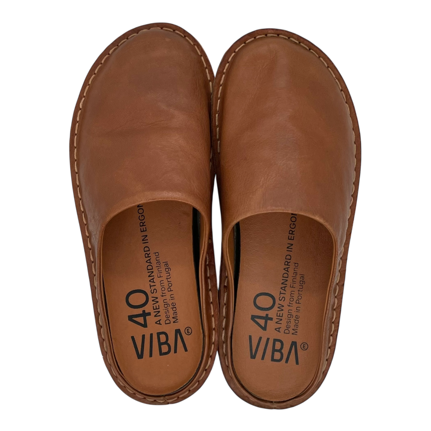VIBAe Roma leather slippers, cognac brown | 40
