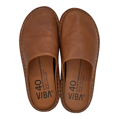 VIBAe Roma leather slippers, cognac brown | 40