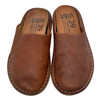 VIBAe Roma leather slippers, cognac brown | 39