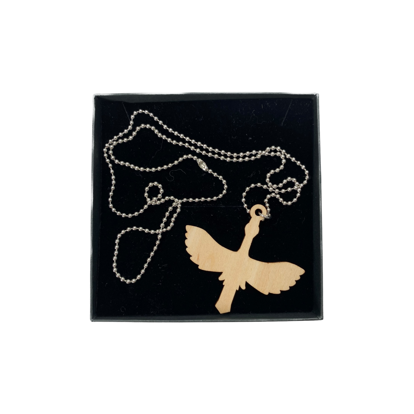 Yo Zen crane plywood necklace, black