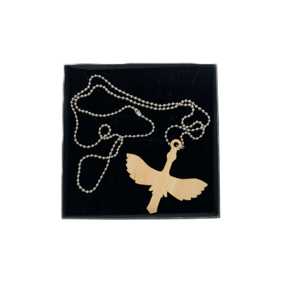 Yo Zen crane plywood necklace, black
