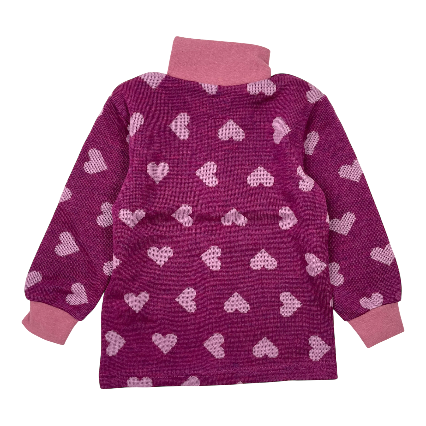 Kivat wool zip sweater, hearts | 100cm