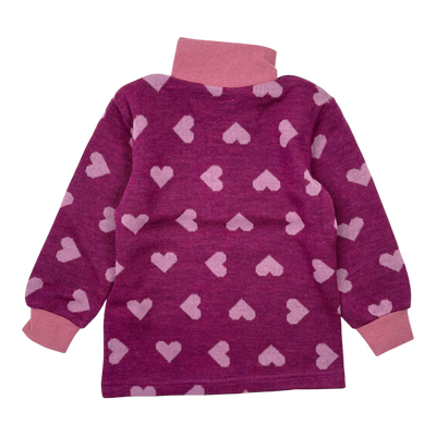 Kivat wool zip sweater, hearts | 100cm