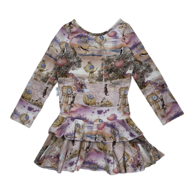 Gugguu frilla dress, cat print | 86cm
