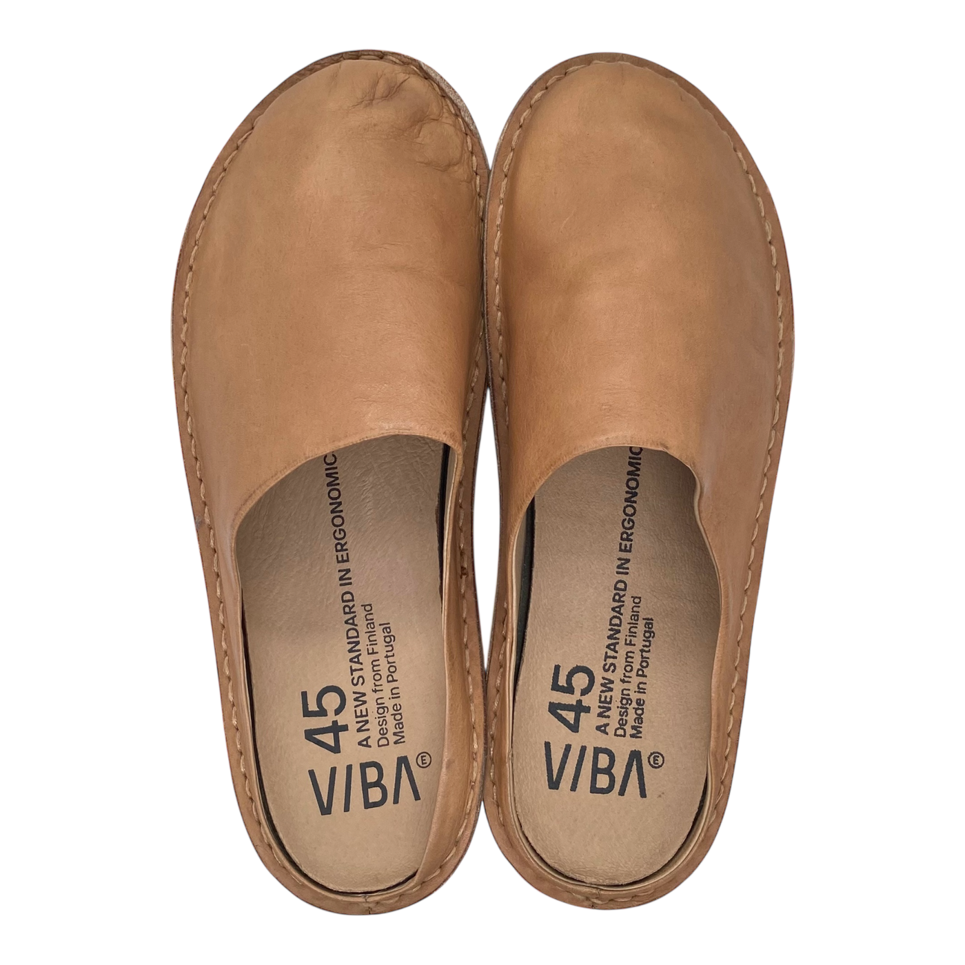 VIBAe Roma leather slippers, fawn tan | 45