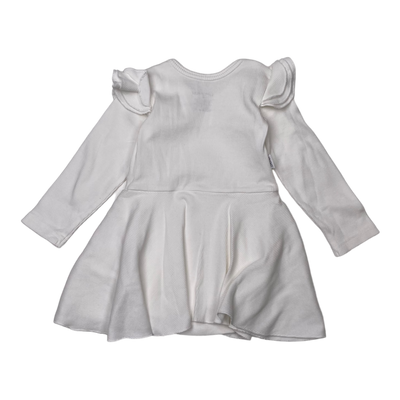 Gugguu rib frill body dress, white | 68cm