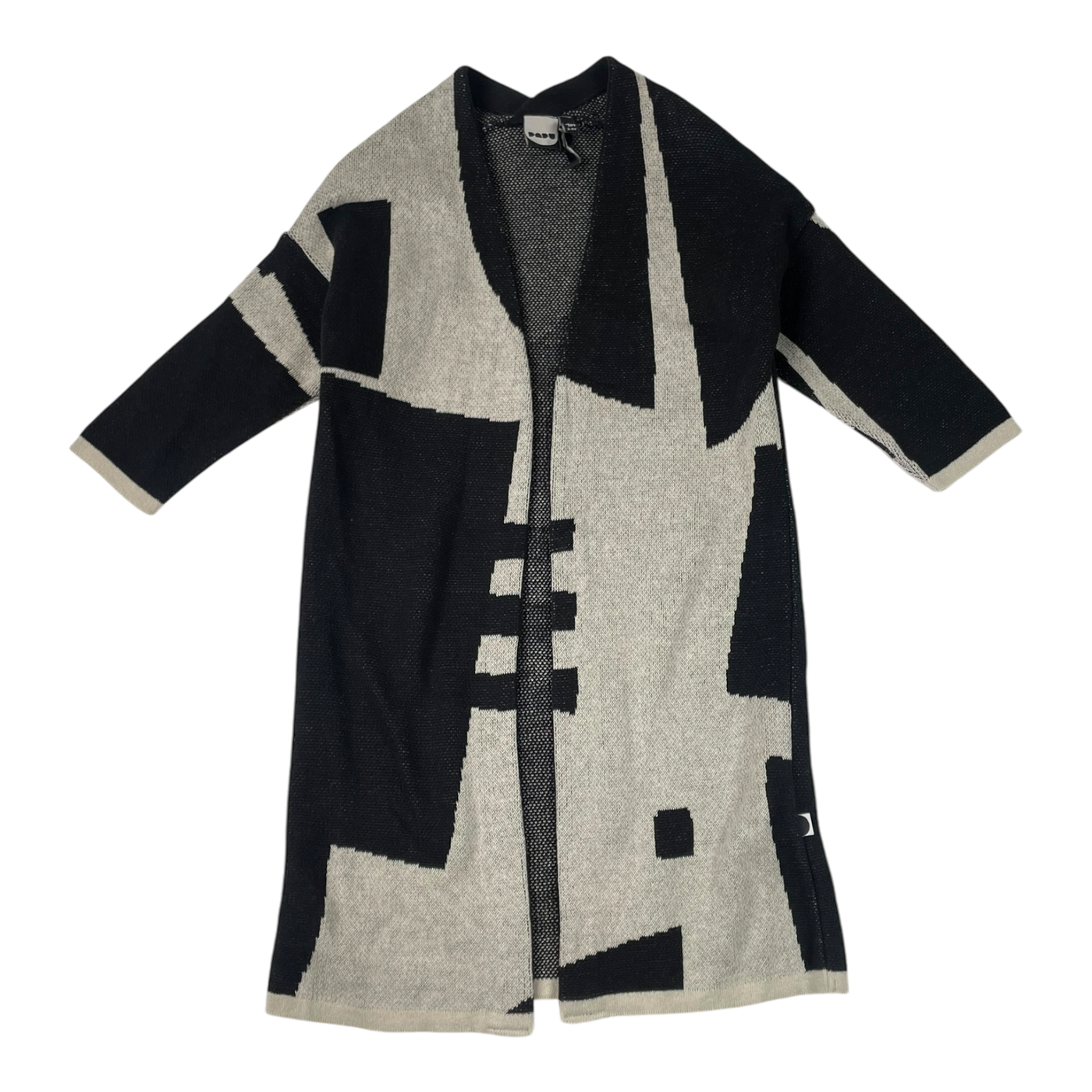 Papu long knit cardigan, black & white | 98/104cm