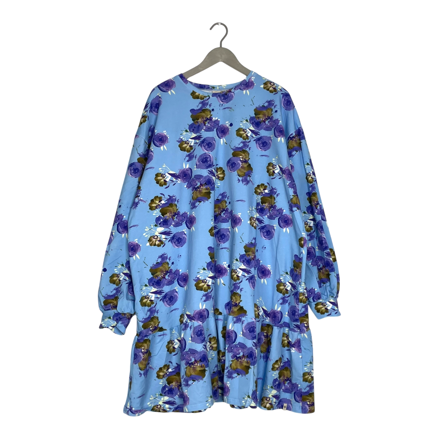 Kaiko ruffle sweat dress, blue roses | woman XXL