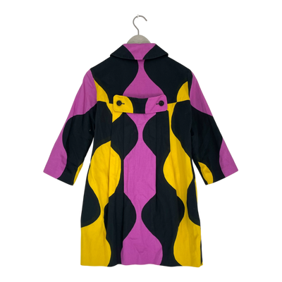 Marimekko vintage trench coat, black/pink/yellow | woman S