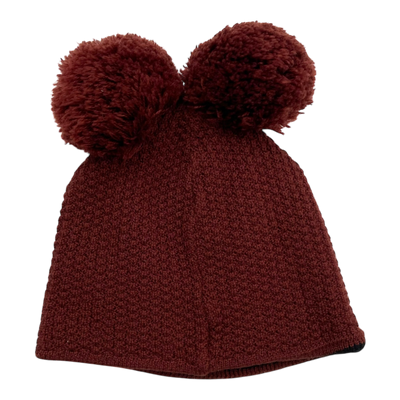 Gugguu merino beanie with 2 poms, fire brick | 49/51cm