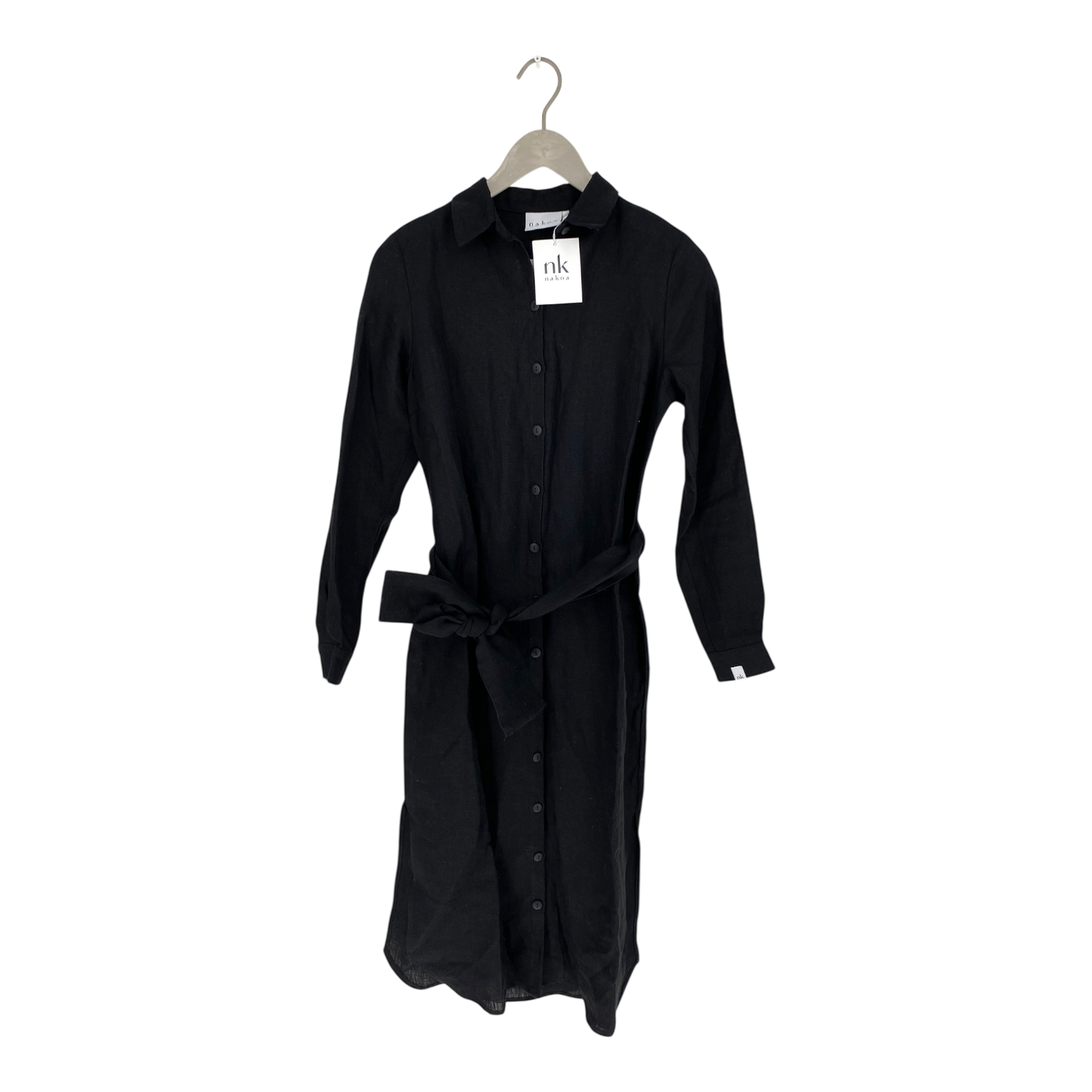 Nakoa chloe linen dress, black | woman XS