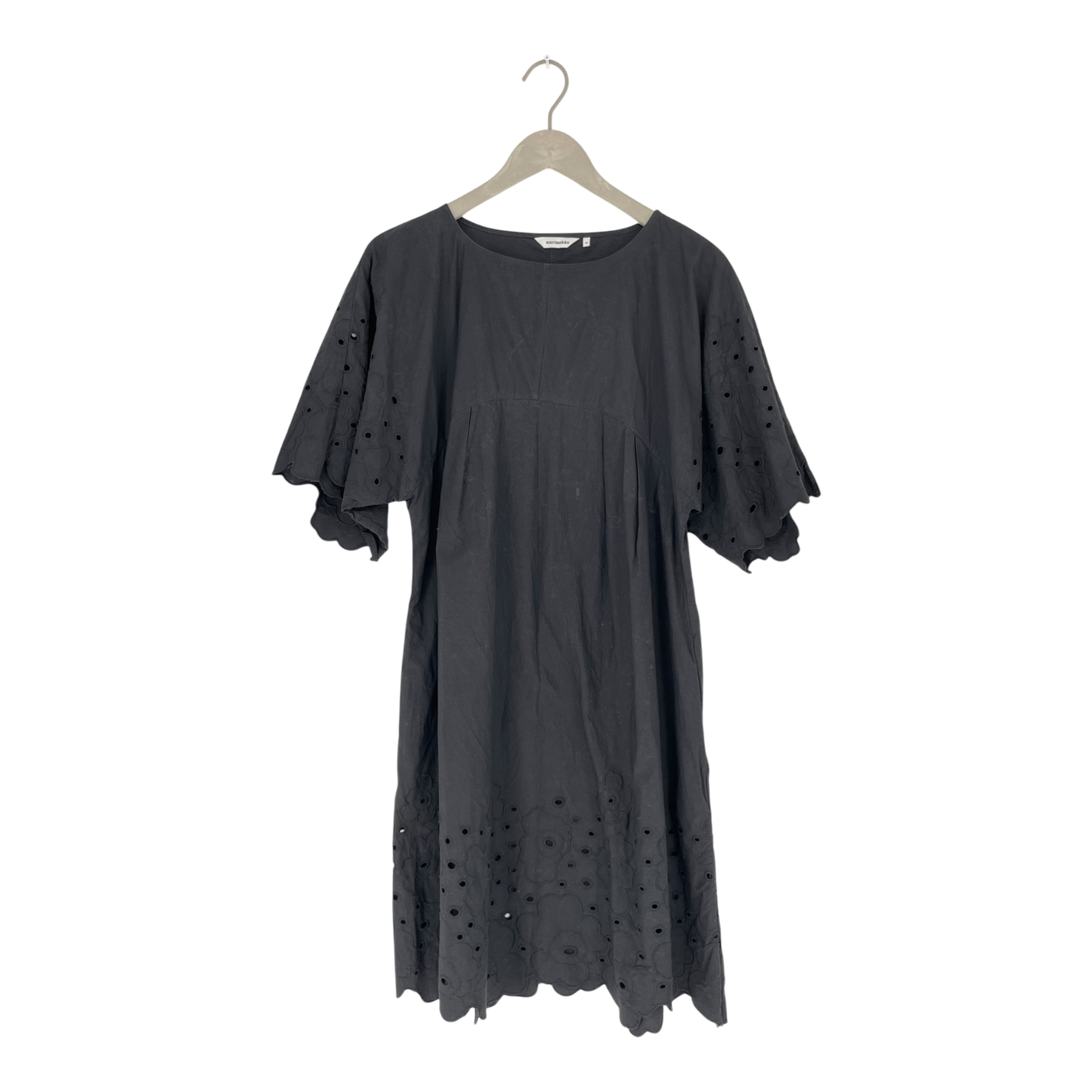 Marimekko consus poplin dress, black | woman 36