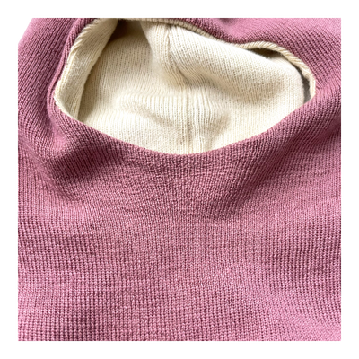 Gugguu merino furry balaclava, rose | 0-1y