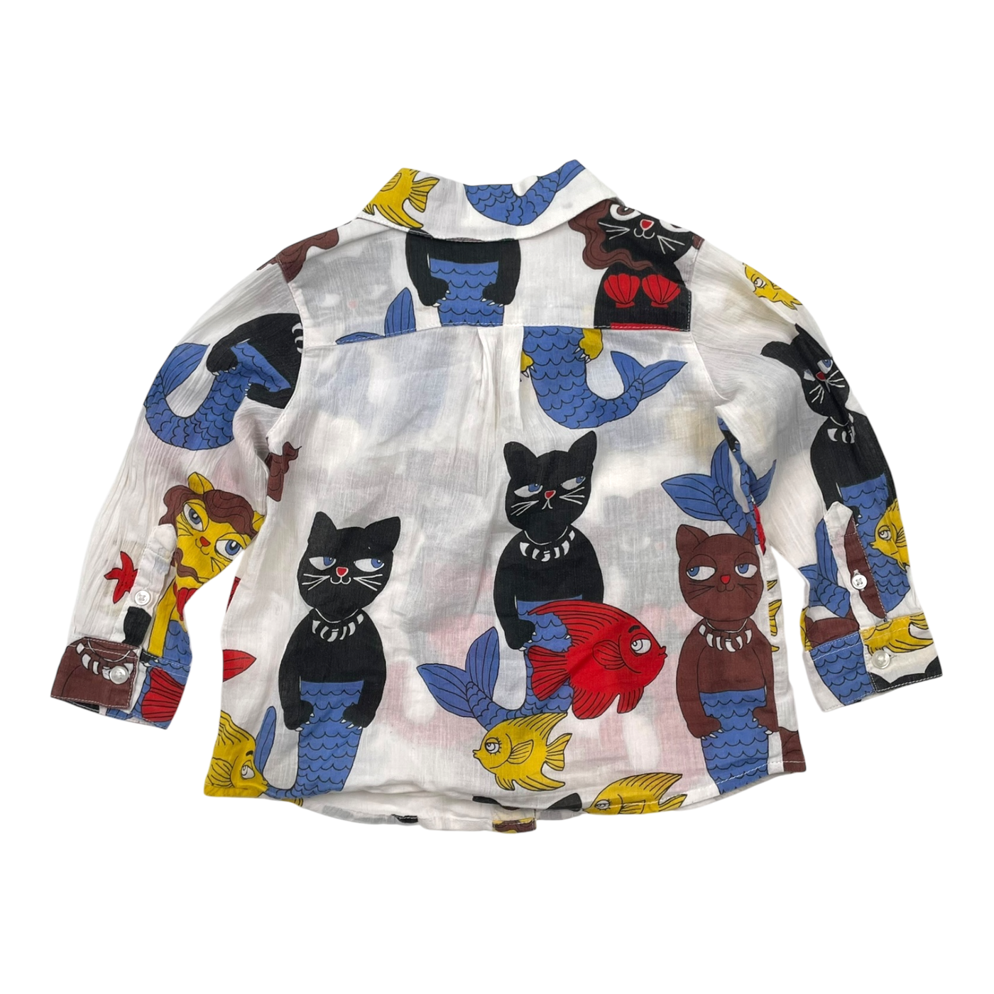 Mini Rodini woven collar shirt, mermaid | 80/86cm