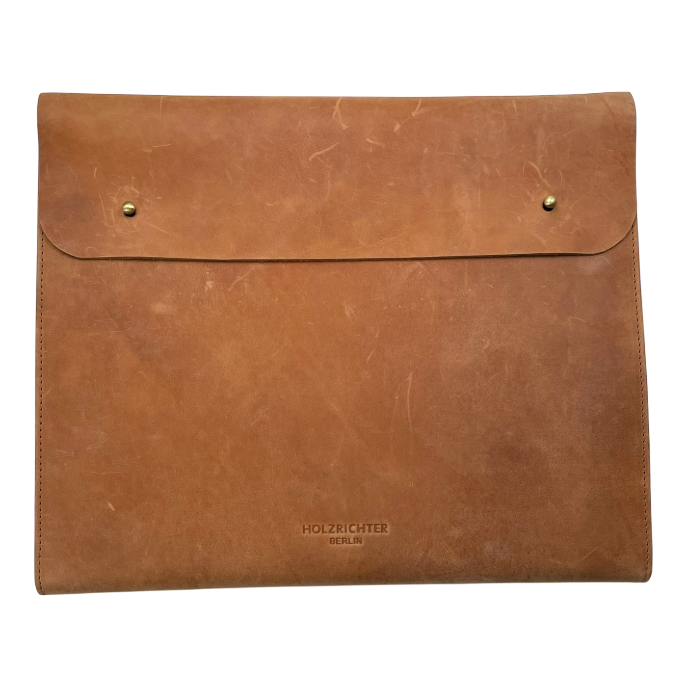 Holzrichter leather laptop sleeve, caramel