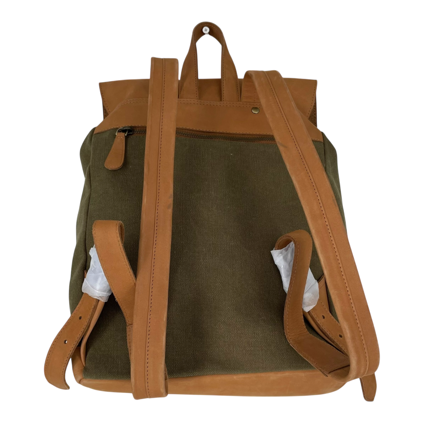Holzrichter canvas backpack, moss green/caramel