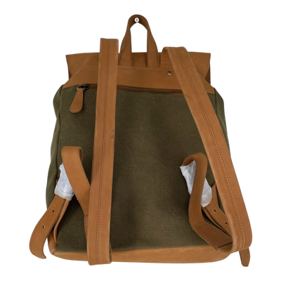Holzrichter canvas backpack, moss green/caramel