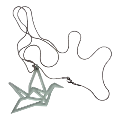 Yo Zen origami swan necklace, light blue