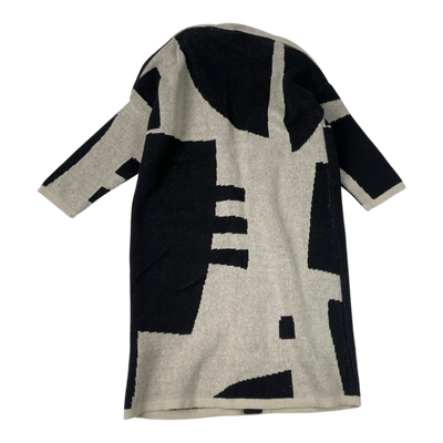 Papu long knit cardigan, black & white | 98/104cm