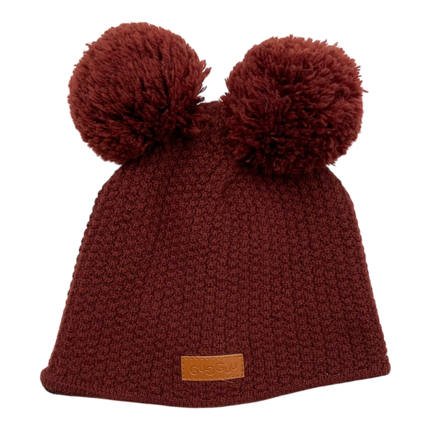 Gugguu merino beanie with 2 poms, fire brick | 49/51cm