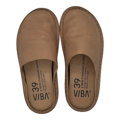 VIBAe Roma leather slippers, fawn tan | 39