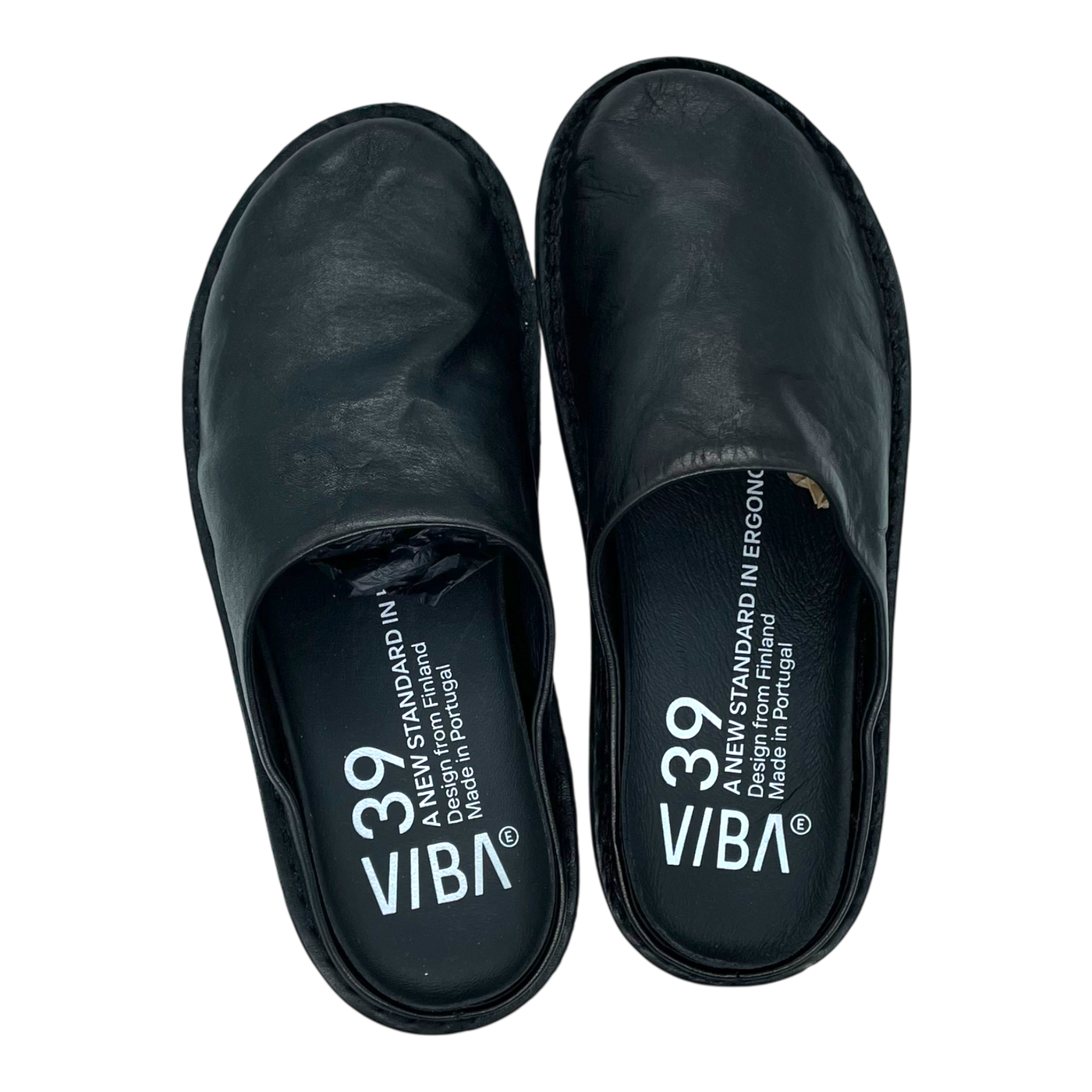 VIBAe Roma leather slippers, preto black | 39