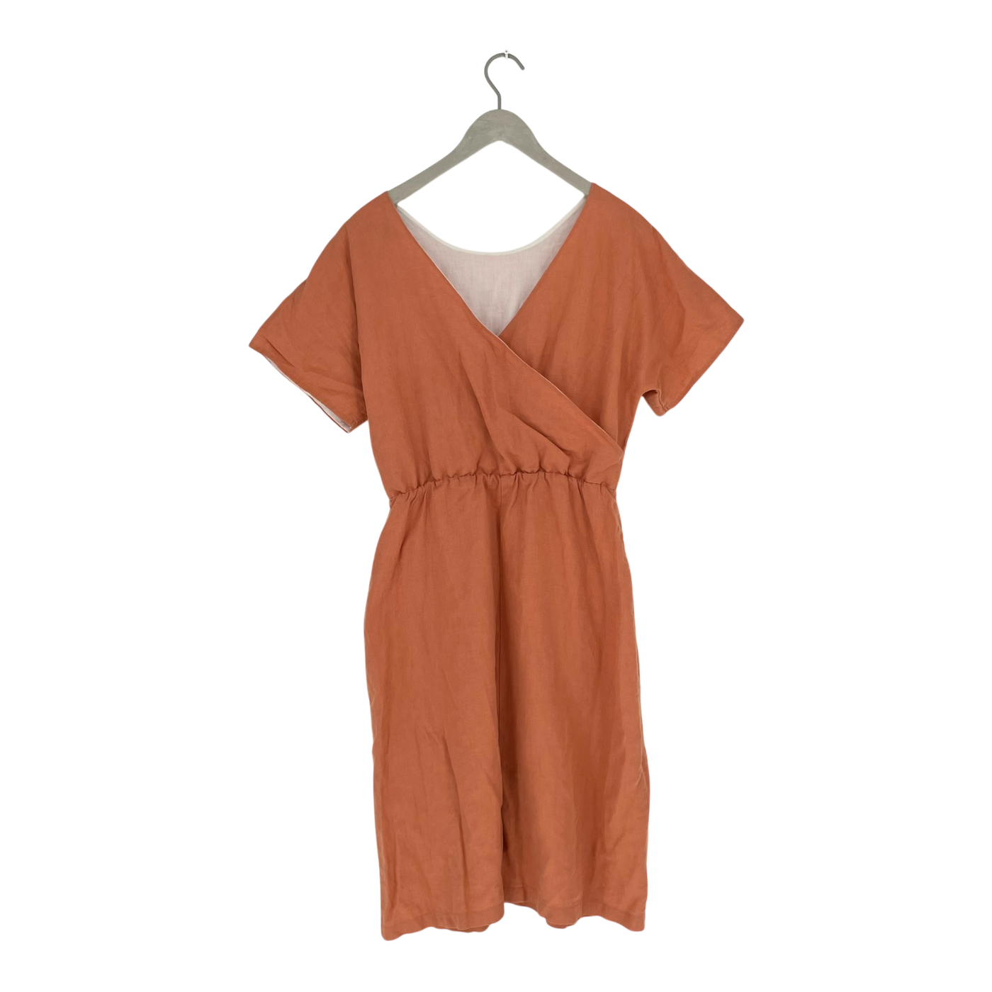 Kaiko linen wrap dress, coral | woman S