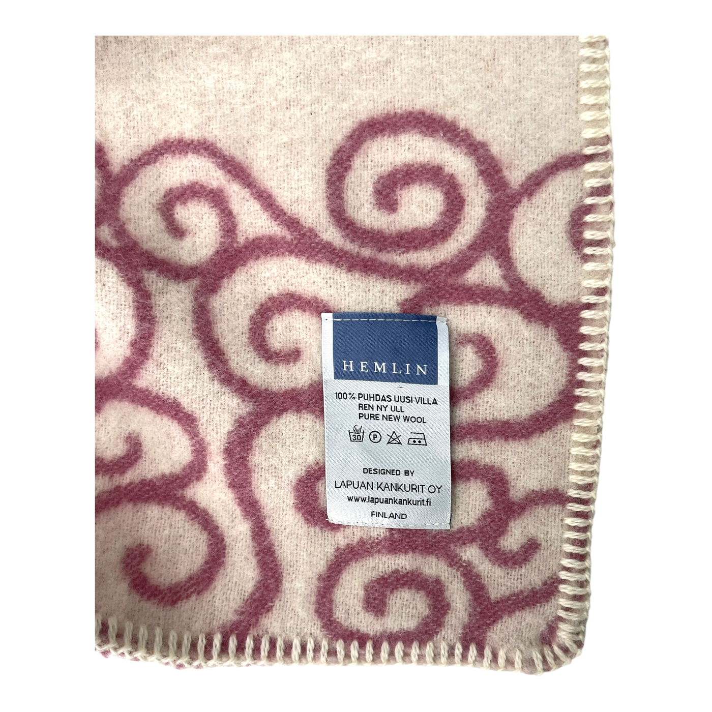 Lapuan Kankurit wool blanket, pink/white