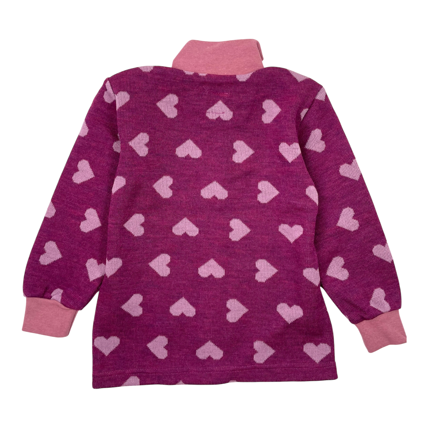 Kivat wool zip sweater, hearts | 110cm