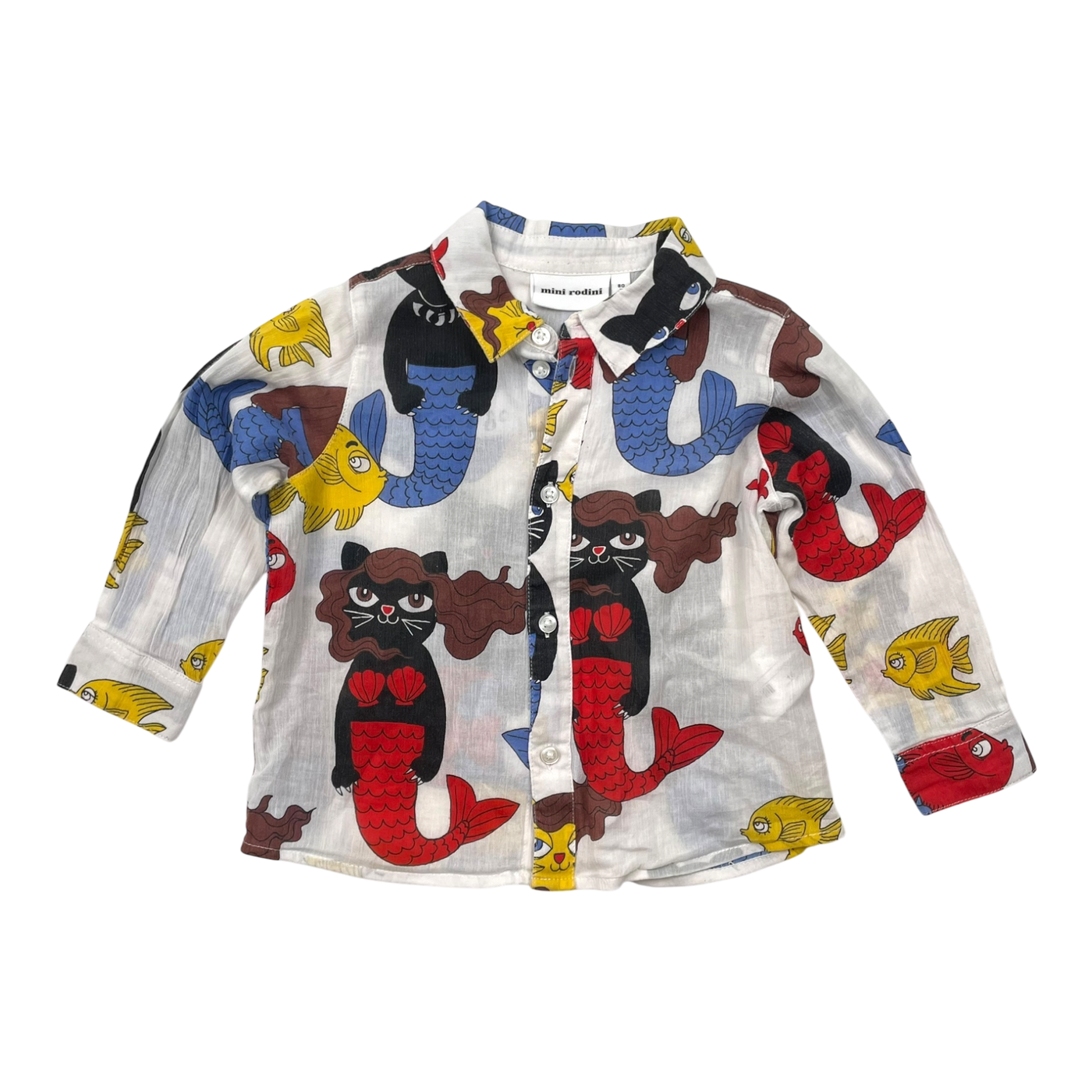 Mini Rodini woven collar shirt, mermaid | 80/86cm