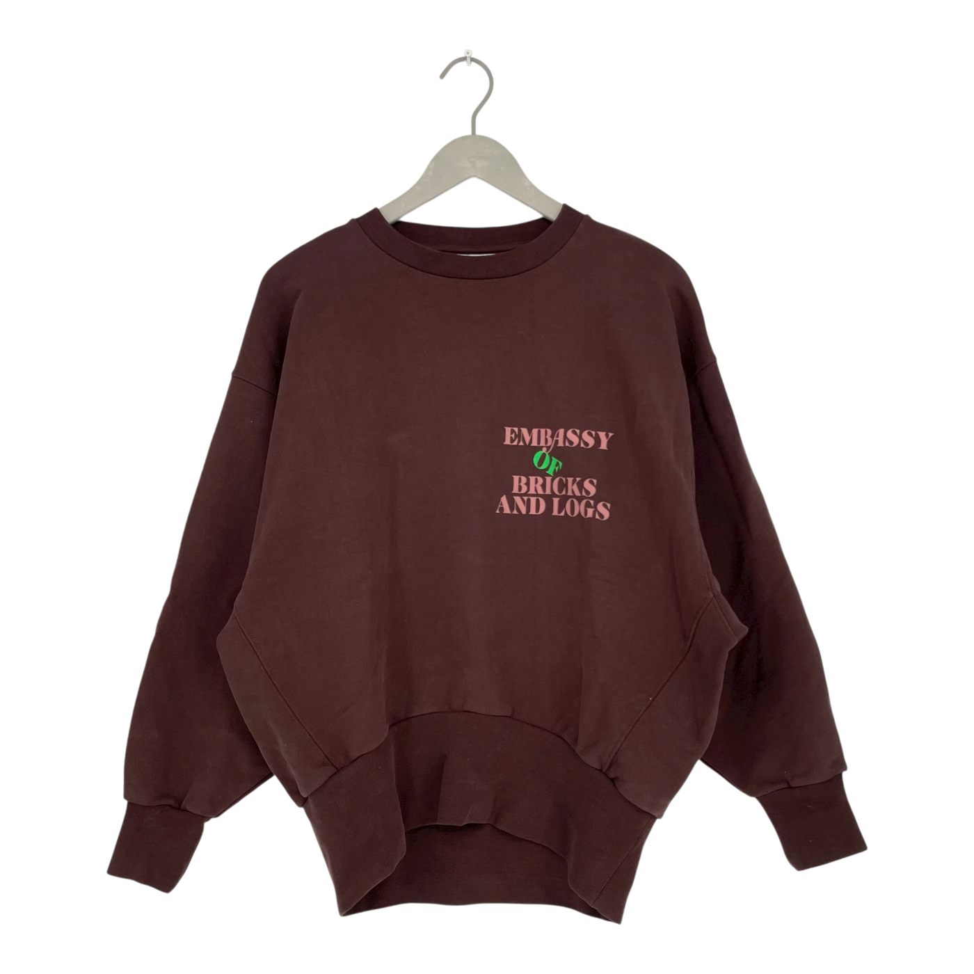 Embassy of Bricks and Logs embatwing crewneck, burgundy | unisex S