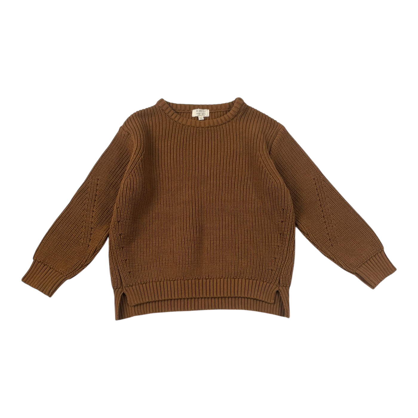 Simple folk knitted shirt, brown | 116/122cm