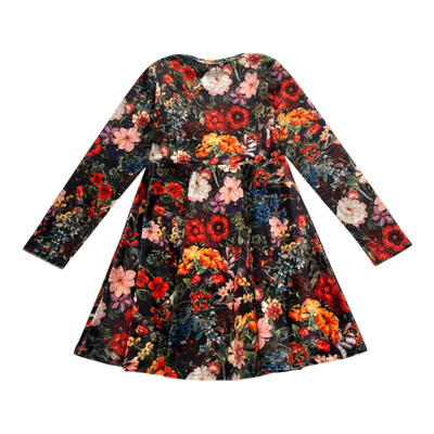 Metsola velour dress, flower | 122/128cm