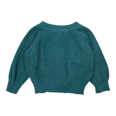 Papu knit cardigan, teal | 98/104cm