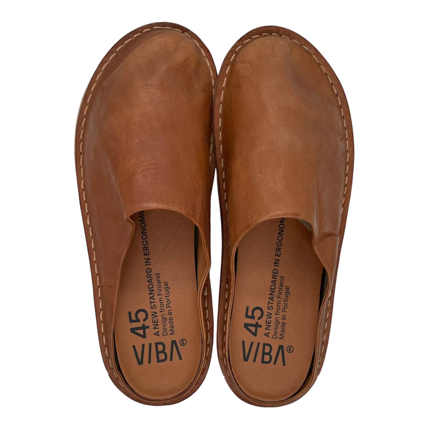 VIBAe Roma leather slippers, cognac brown | 45
