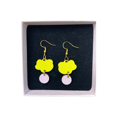 Maanantaimalli earrings, yellow/pink