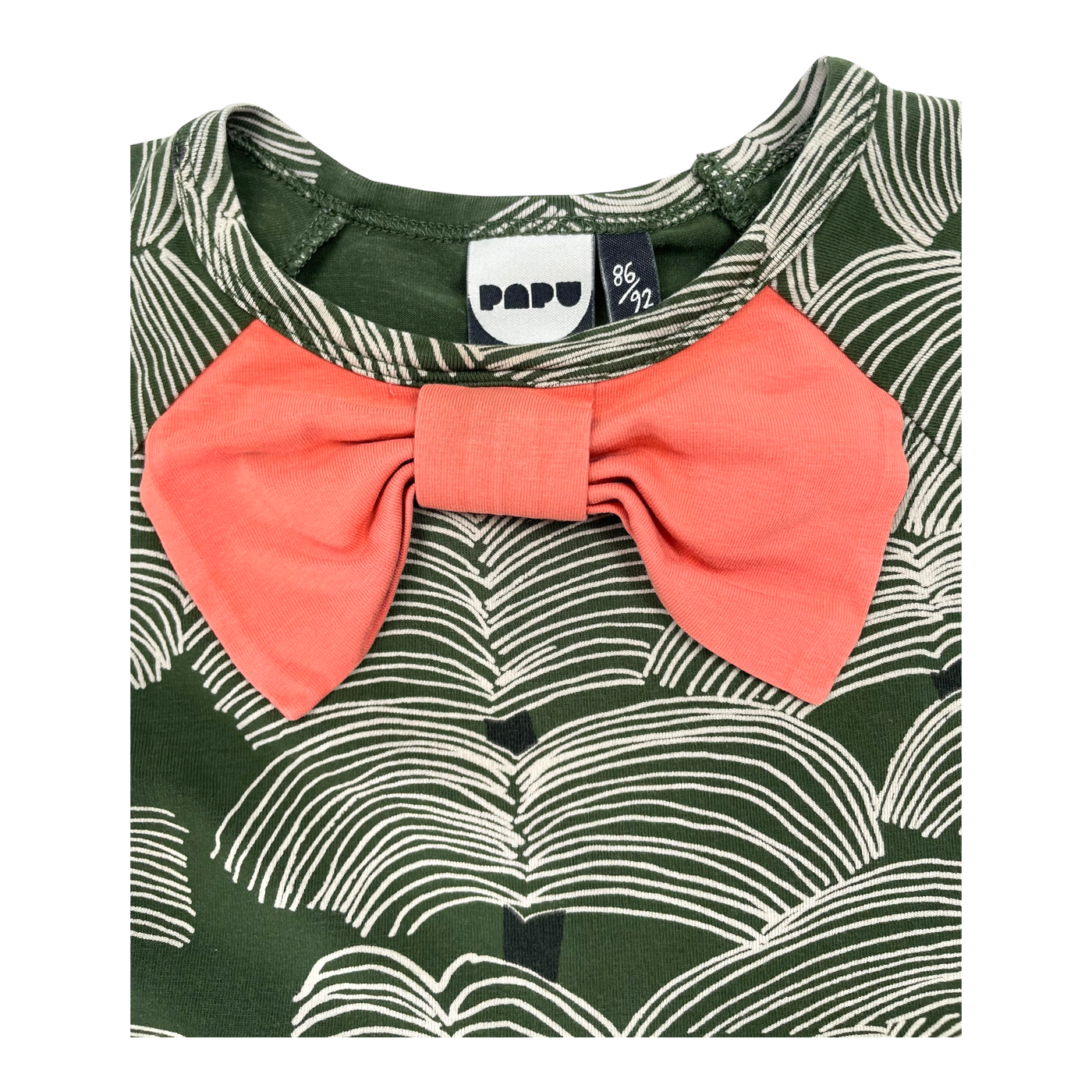 Papu bow dress, forest green | 86/92cm
