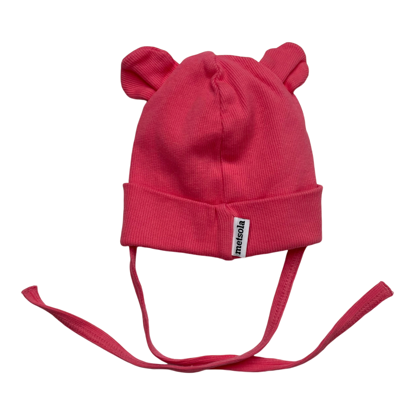 Metsola bear ear beanie, coral pink | 6-12kk