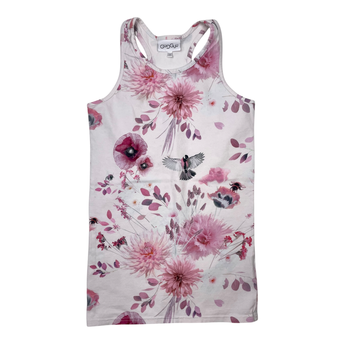 Gugguu tank top, pink flowers | 152cm