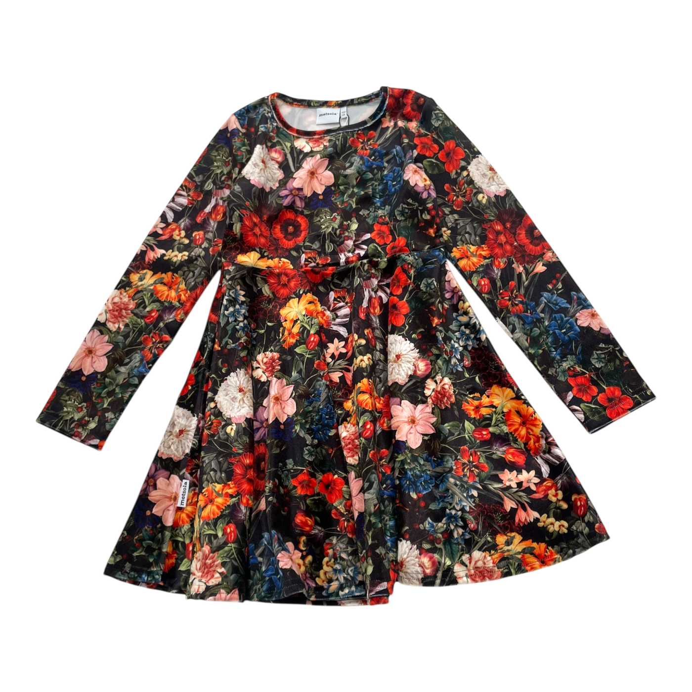 Metsola velour dress, flower | 122/128cm