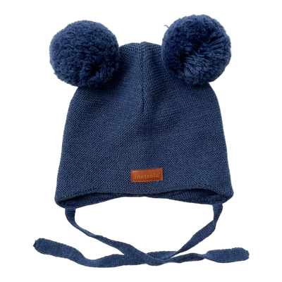 Metsola merino wool beanie with poms, midnight blue | 6-12m